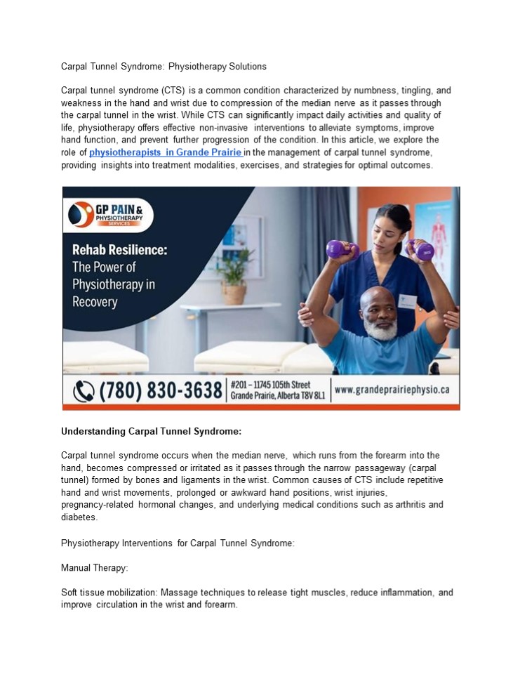 Carpal Tunnel Syndrome: Physiotherapy Solutions