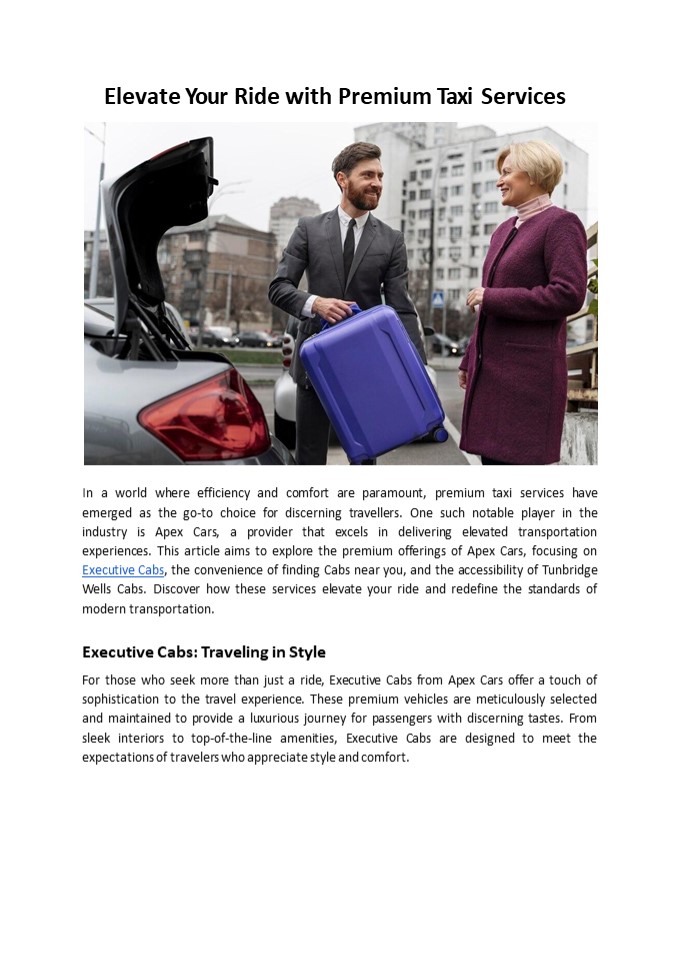 Elevate Your Ride with Premium Taxi Services