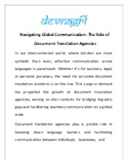Navigating Global Communication: The Role of Document Translation Agencies
