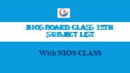 NIOS Board - Class 12 Subjects list