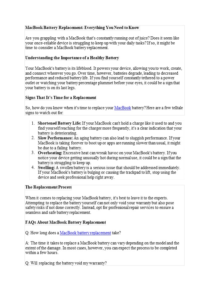 Power Up Your MacBook: Battery Replacement Special!