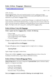 Delta Airlines Baggage Allowance