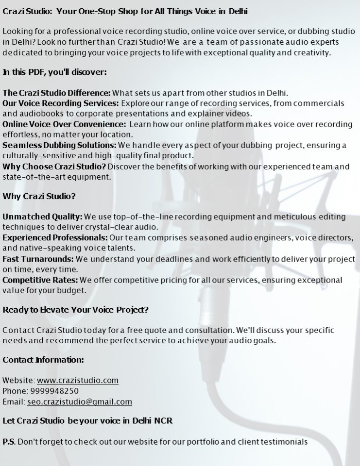 Voice Over Services in Delhi NCR
