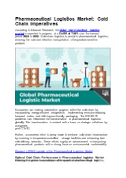 Pharmaceutical Logistics Market: Cold Chain Imperatives