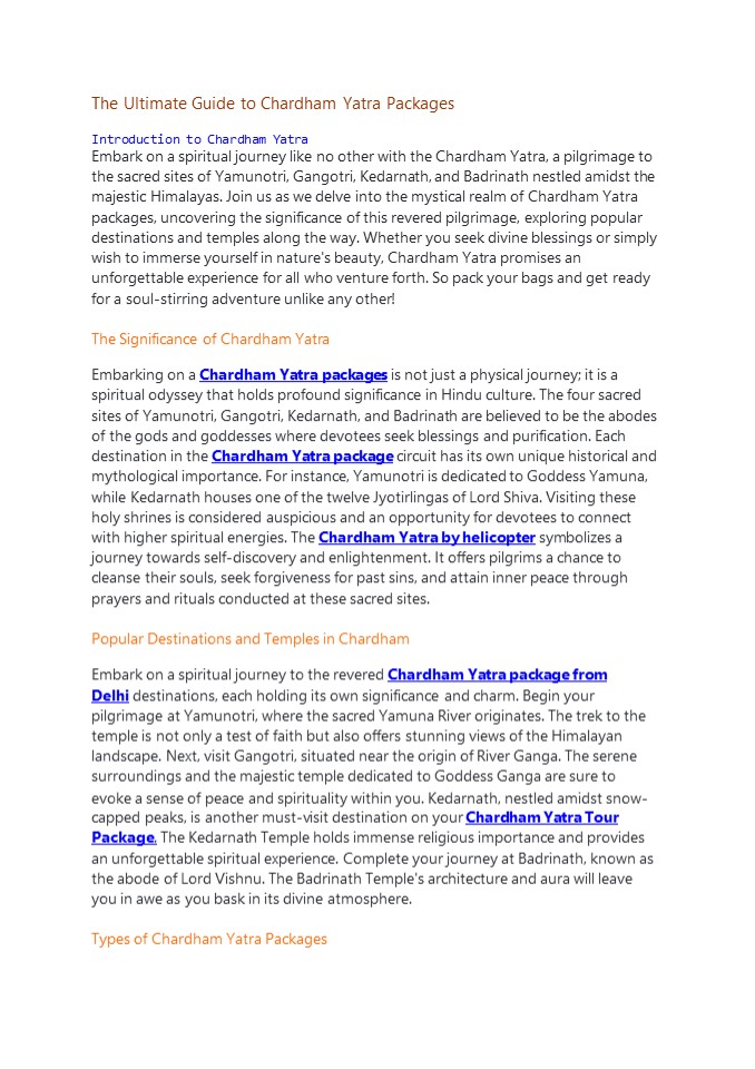 THE ULTIMATE GUIDE TO CHARDHAM YATRA PACKAGES