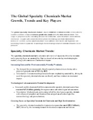Specialty Chemicals Market