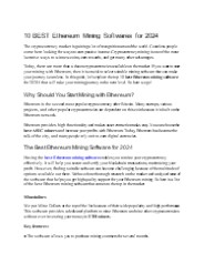 10 BEST Ethereum Mining Softwares for 2024