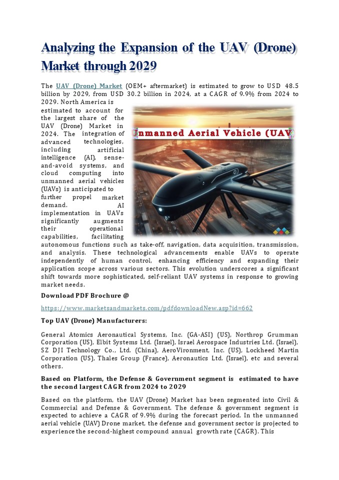 Analyzing the Expansion of the UAV (Drone) Market through 2029