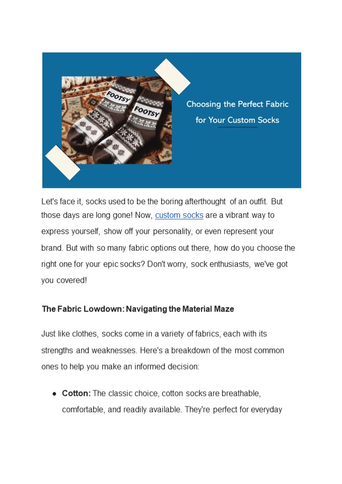 Choosing the Perfect Fabric for Your Custom Socks