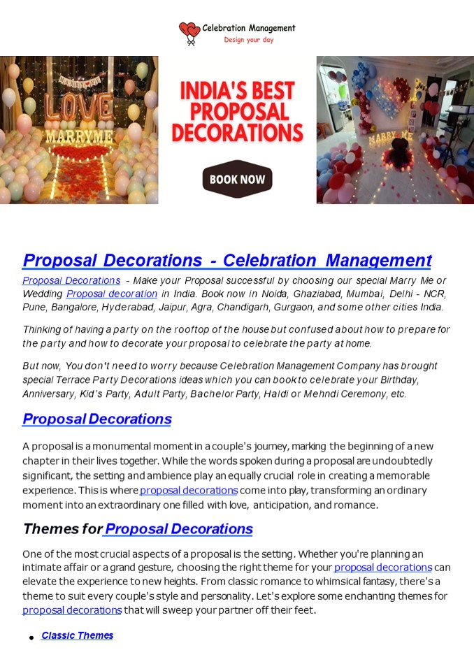 Proposal Decorations - Celebration Management