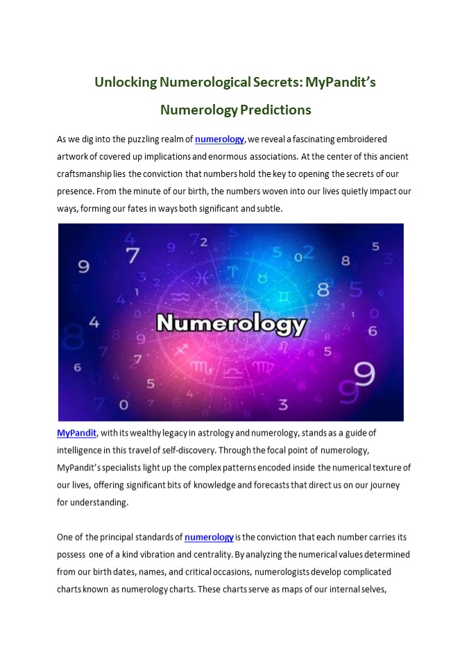 Unlocking Numerological Secrets: MyPandit's Numerology Predictions