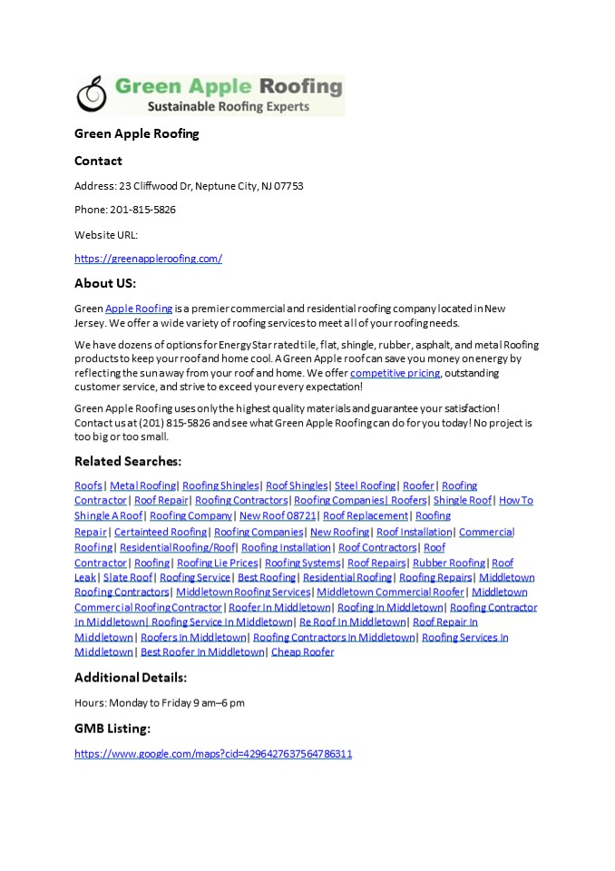 Green Apple Green Apple Roofing