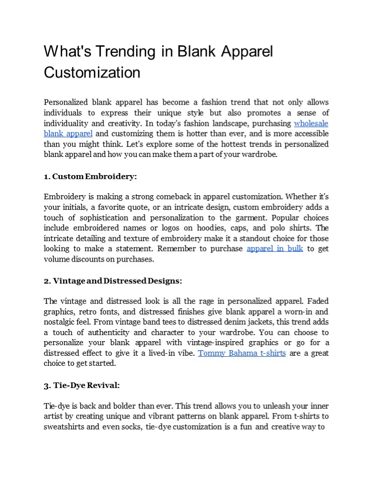 What's Trending in Blank Apparel Customization
