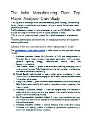 The India Manufacturing Plant Top Player Analysis- Case Study