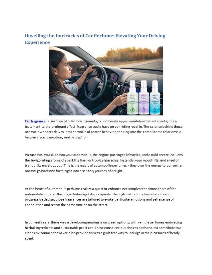 Unveiling the Intricacies of Car Perfume: Elevating Your Driving Experience (2)