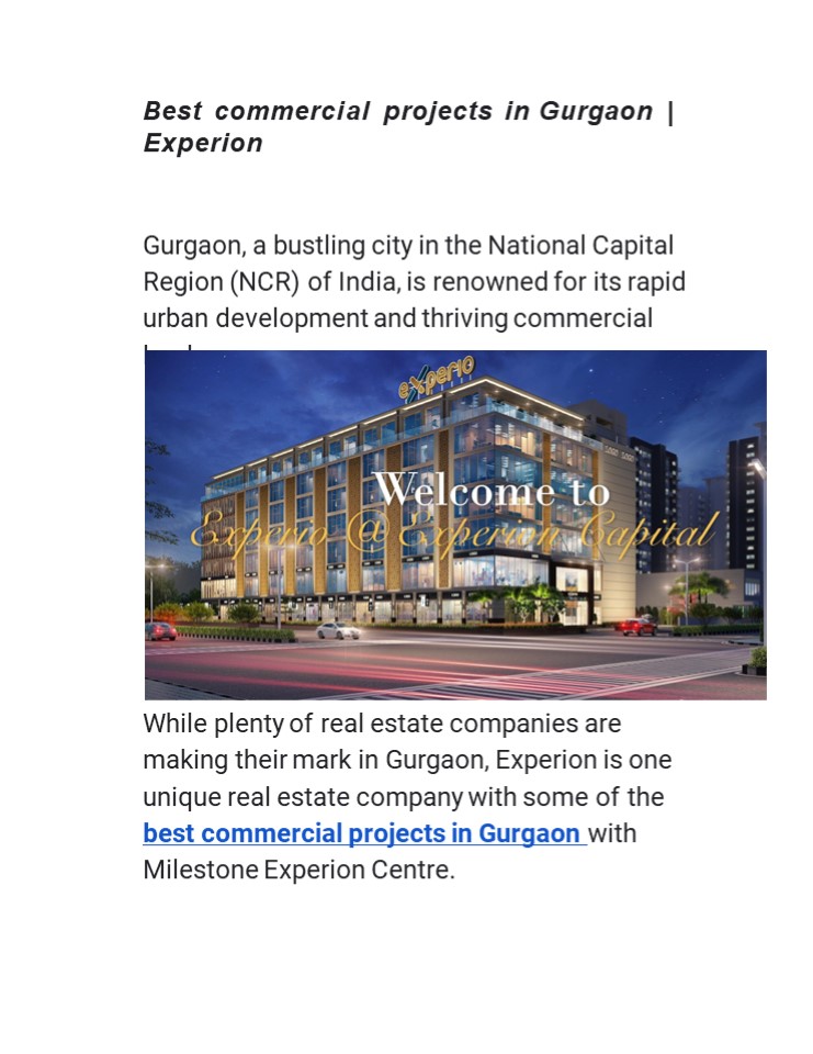 Best commercial projects in Gurgaon | Experion (1)