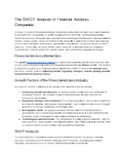 The SWOT Analysis of Financial Advisory Companies