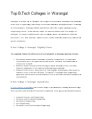Top B.Tech Colleges in Warangal