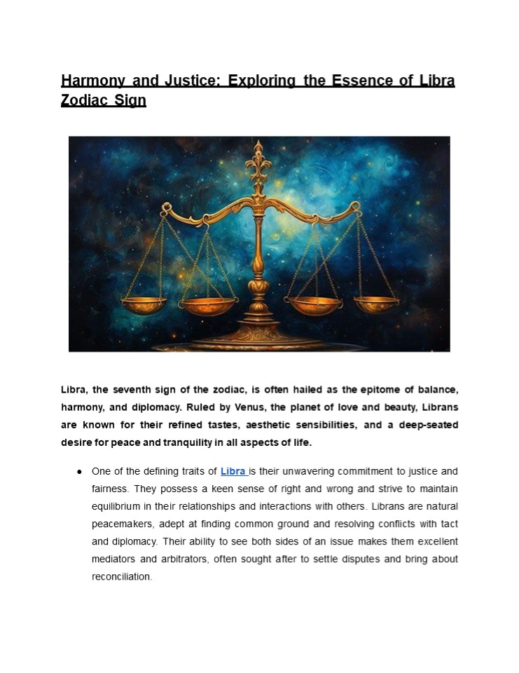 Harmony and Justice: Exploring the Essence of Libra Zodiac Sign