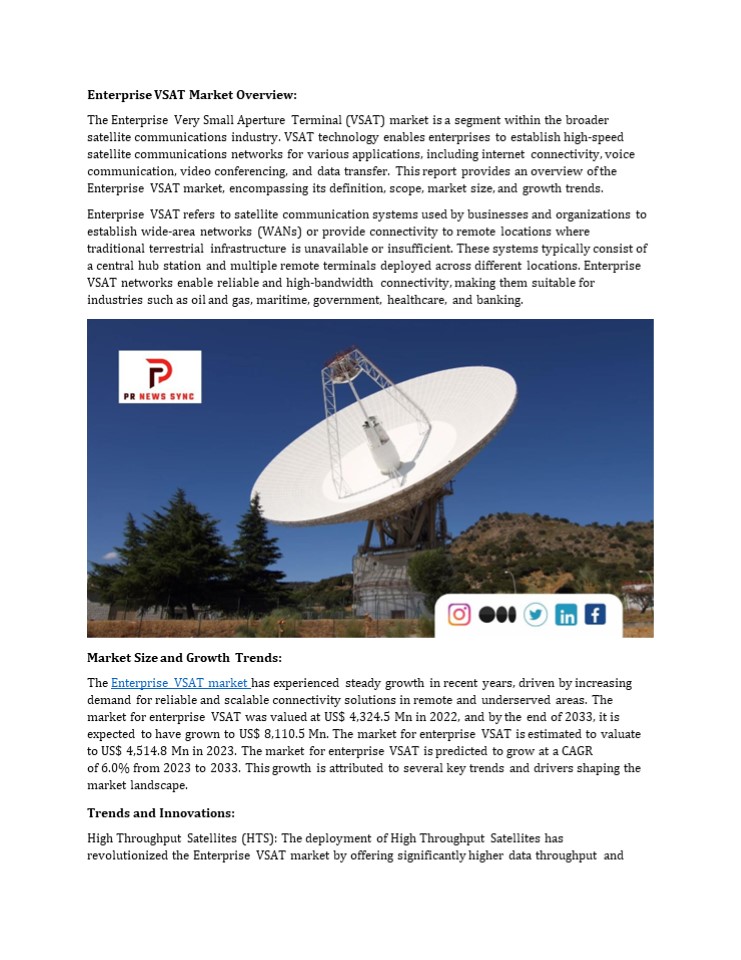 Enterprise VSAT Market: Expanding Reach Through Satellite Communication Networks
