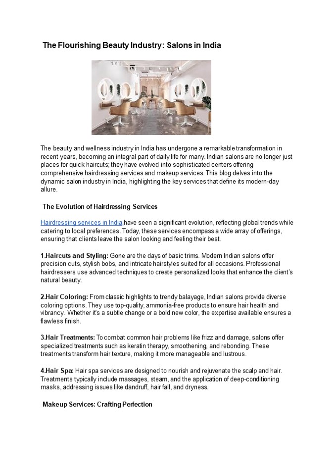 The Flourishing Beauty Industry: Salons in India