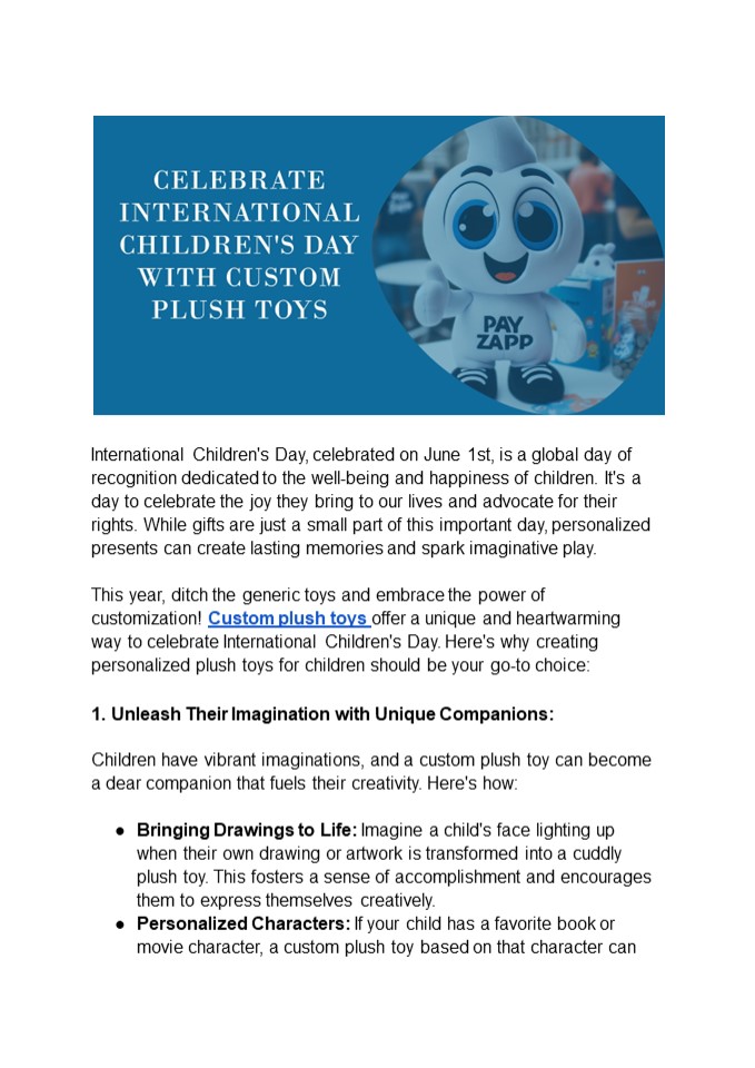 Celebrate International Children's Day with Custom Plush Toys!