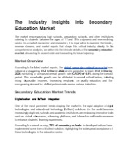 The Industry Insights into Secondary Education Market