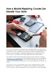 How a Mobile Repairing Course Can Elevate Your Skills