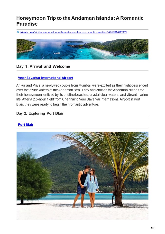 Book A Romantic Honeymoon Trip to the Andaman Islands