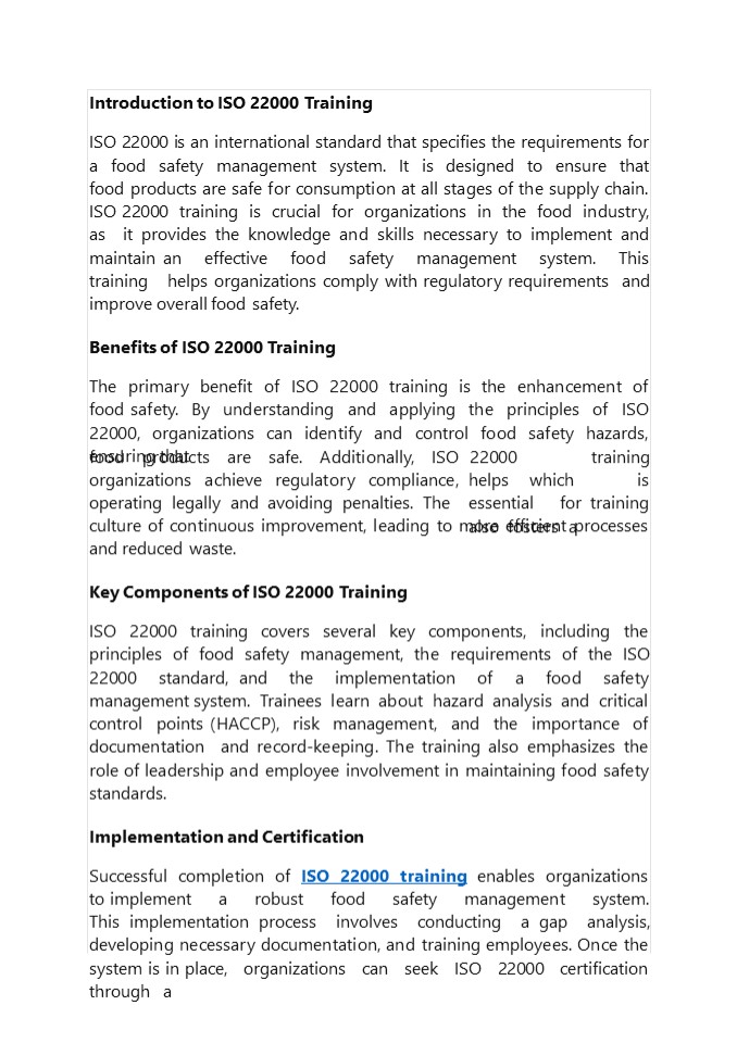 ISO 22000 Lead Auditor Training Course