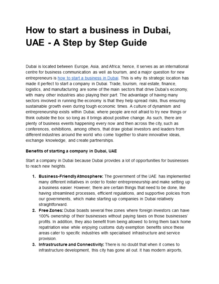 How to start a business in Dubai, UAE - A Step by Step Guide ...