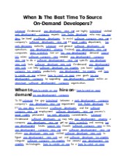 When Is The Best Time To Source On-Demand Developers?