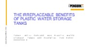 The Irreplaceable Benefits of Plastic Water Storage Tanks