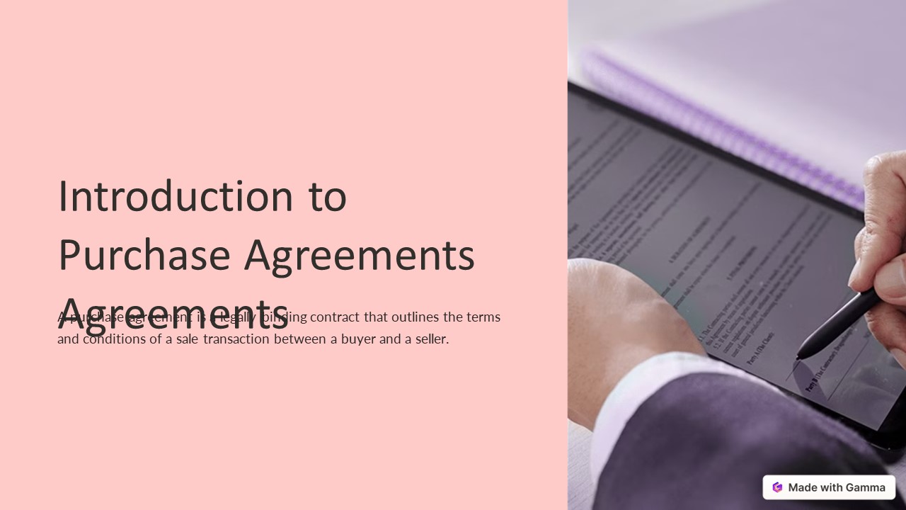 Introduction To Purchase Agreement (PPT)