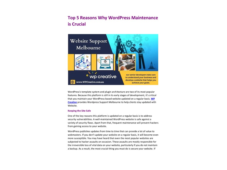 Top 5 Reasons Why WordPress Maintenance is Crucial
