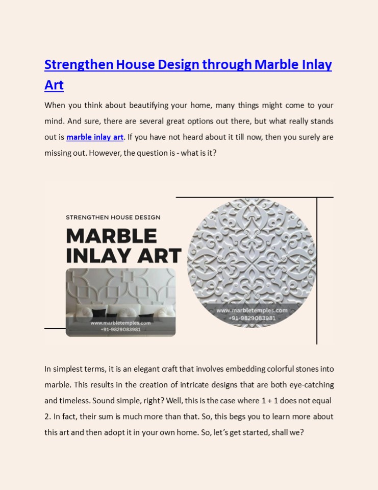Strengthen House Design through Marble Inlay Art