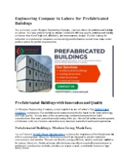 Engineering Company in Lahore for Prefabricated Buildings
