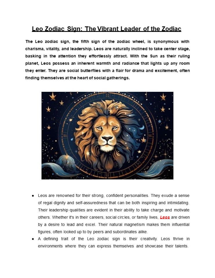 Leo Zodiac Sign: The Vibrant Leader of the Zodiac