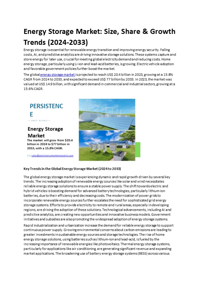 Energy Storage Market: Opportunities & Growth Trends (2024-2031)