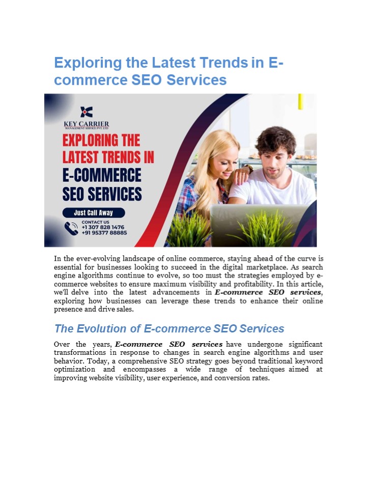 Exploring the Latest Trends in E-commerce SEO Services