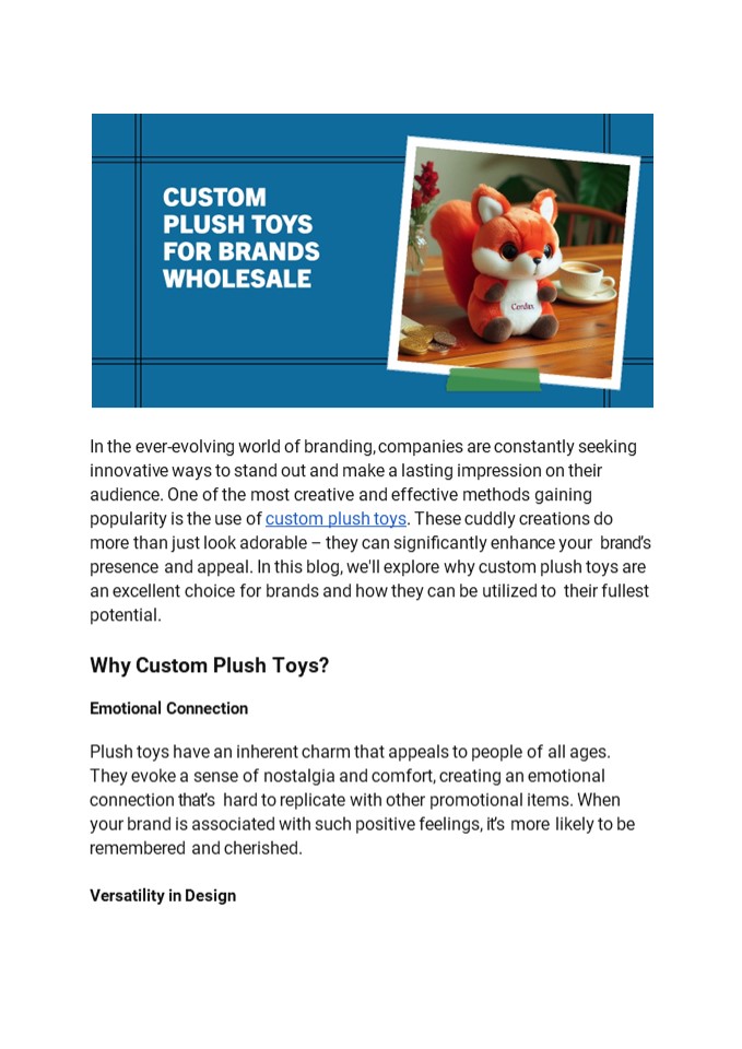 Custom plush toys for brands wholesale