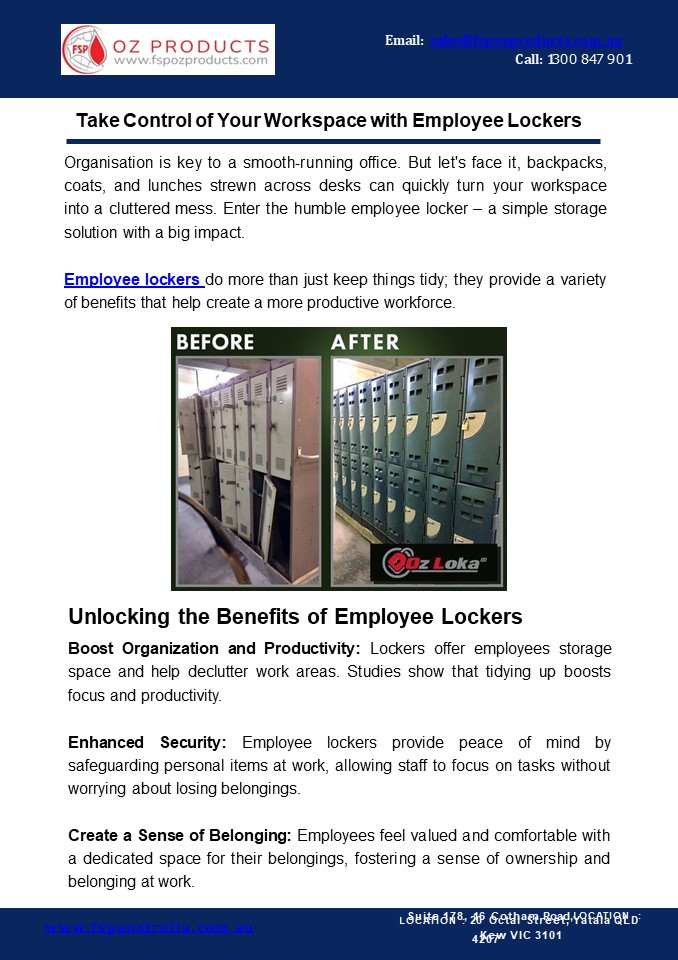 Take Control of Your Workspace with Employee Lockers