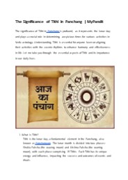 The Significance of Tithi in Panchang | MyPandit