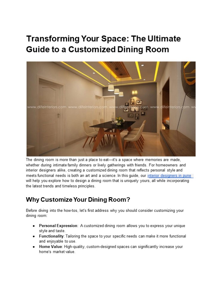Transforming Your Space: The Ultimate Guide to a Customized Dining Room