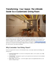 Transforming Your Space: The Ultimate Guide to a Customized Dining Room