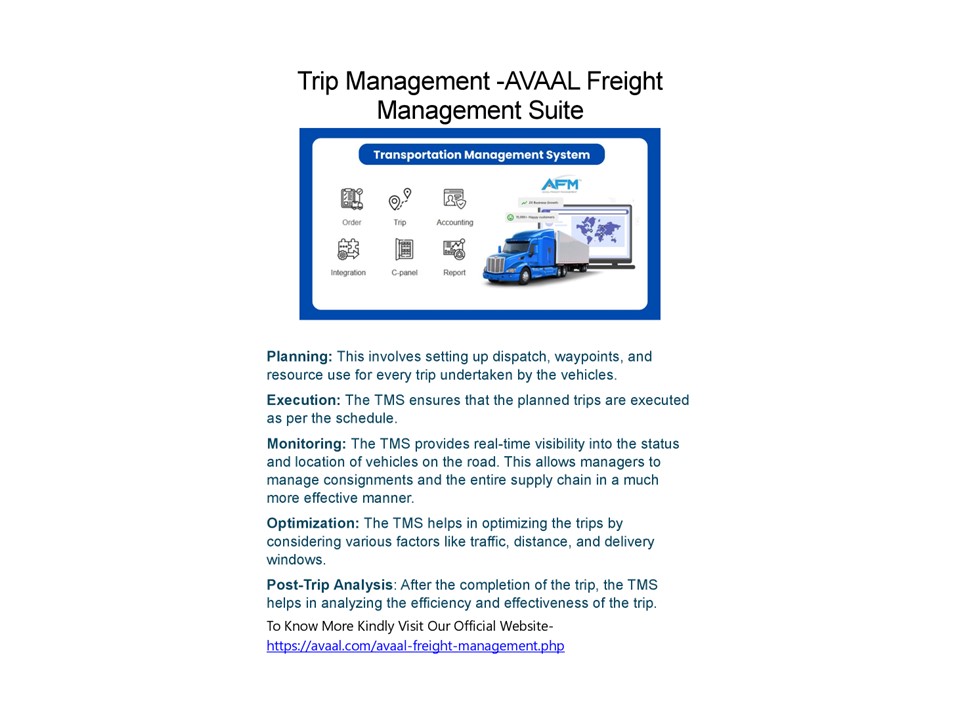 Trip Management -AVAAL Freight Management Suite