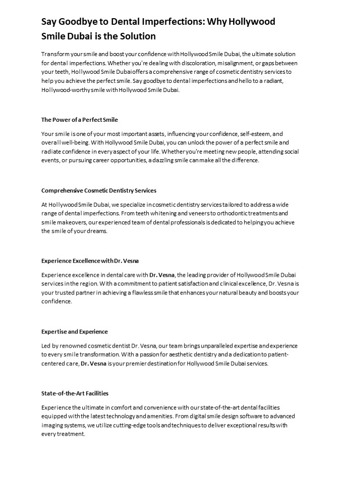 Say Goodbye to Dental Imperfections: Why Hollywood Smile Dubai is the Solution