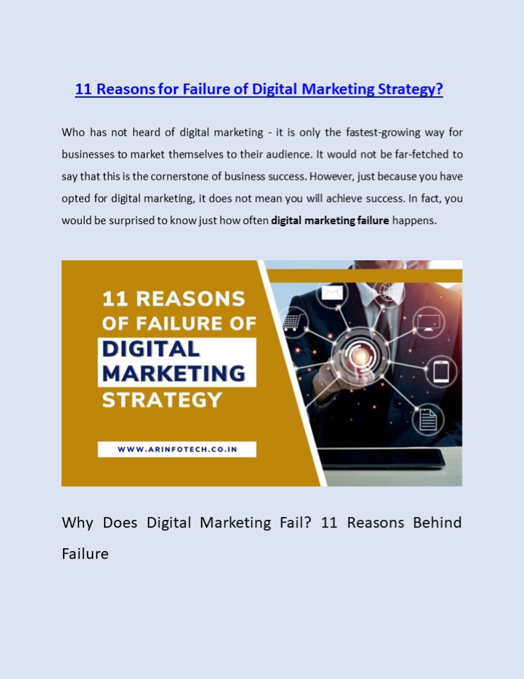 11 Reasons for Failure of Digital Marketing Strategy?