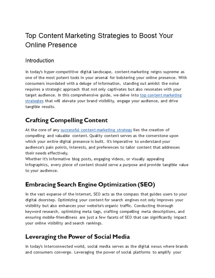 Top Content Marketing Strategies to Boost Your Online Presence