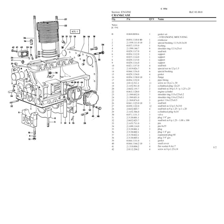 Lamborghini c 554 Parts Catalogue Manual Instant Download